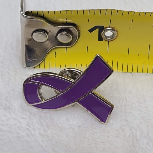 Purple Awareness Ribbon Pin Badge Alzheimer Domestic Violence - Picture 5 of 5